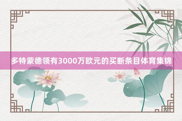 多特蒙德领有3000万欧元的买断条目体育集锦