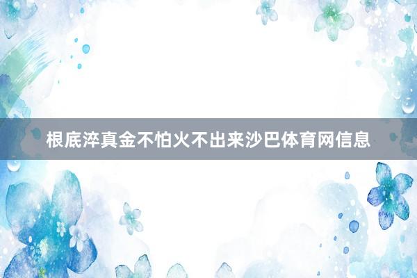 根底淬真金不怕火不出来沙巴体育网信息